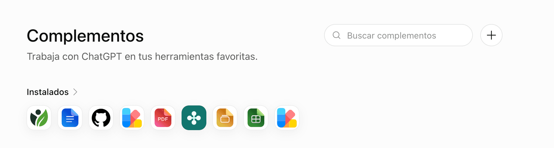 Página ChatGPT Plugins con el botón para añadir un plugin