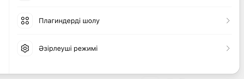 Plugins баптауларындағы әзірлеуші режимі