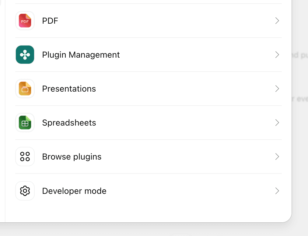 Plugins sozlamalaridagi dasturchi rejimi
