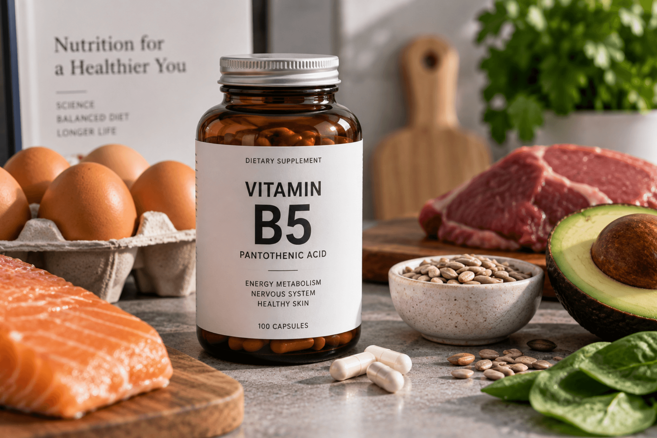 Vitamina B5 en el organismo: coenzima A, metabolismo energético, piel, sistema nervioso y límites de la suplementación