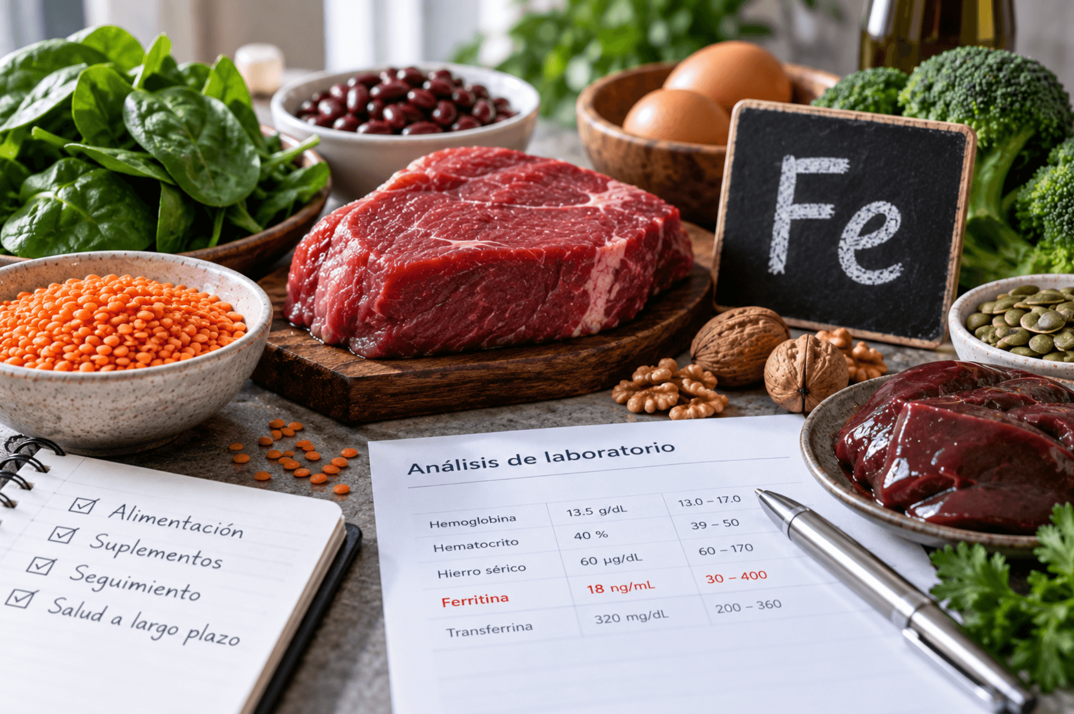 Iron and ferritin: deficiency, testing, food and safety